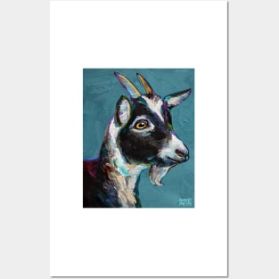 Cute Baby Goat on Blue Posters and Art